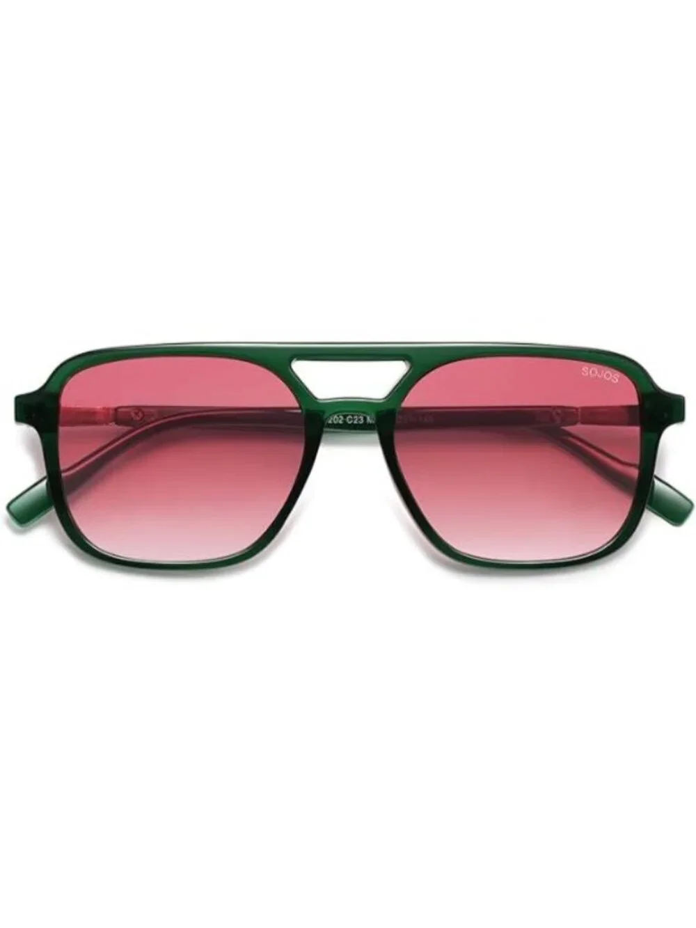 SOJOS Women Aviator Sunglasses Rectangle Sun Glasses Green Frame Pink Lens